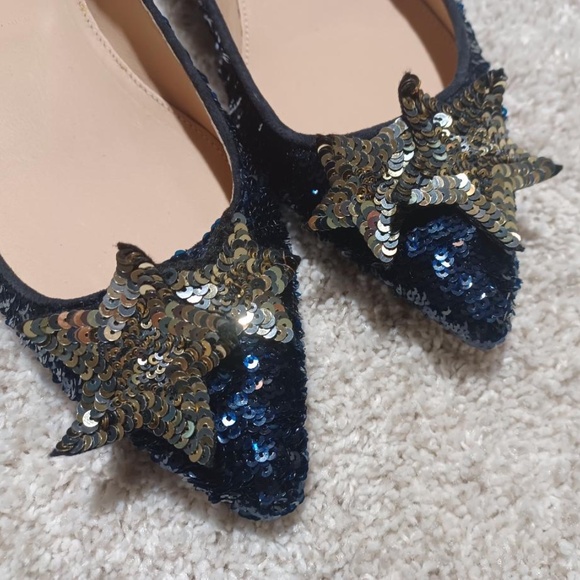 NWOB J Crew Star Embellished Sequin Pointed Toe Flats - Picture 4 of 8